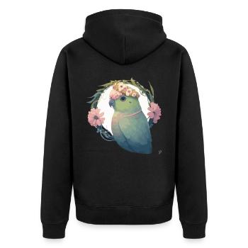 Aquarelle Perroquet Perruche Oiseau Fleur Couronne Pe - Veste à capuche bio Premium Unisexe - noir - Dos - Nico (187cm)