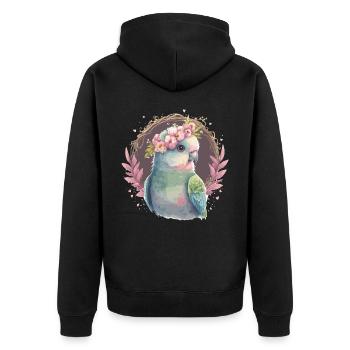 Mignon Perruche Oiseau Fleur Couronne Oiseaux de compagnie - Veste à capuche bio Premium Unisexe - noir - Dos - Nico (187cm)