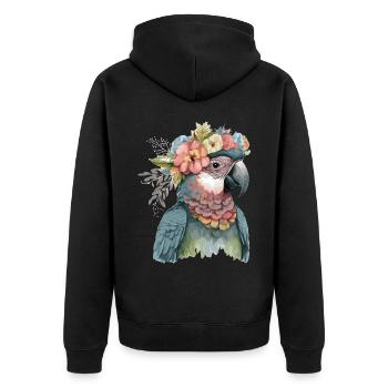 Cute Parrot Macaw Bird Flower Crown Pet Birds - Unisex Premium Bio Zip Hoodie - Schwarz - Hinten - Nico (187cm)