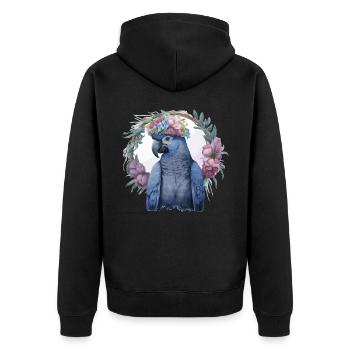 Aquarelle Jacinthe Ara Perroquet Oiseau Couronne Fleur - Veste à capuche bio Premium Unisexe - noir - Dos - Nico (187cm)