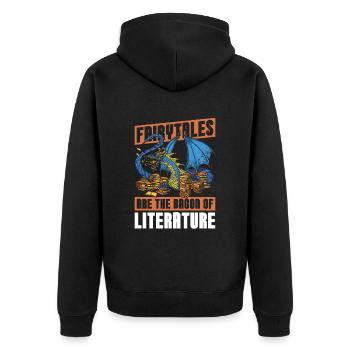 Buch Leseratte Bücherwurm Speck Buchfee - Unisex Premium Bio Zip Hoodie - Schwarz - Hinten - Nico (187cm)