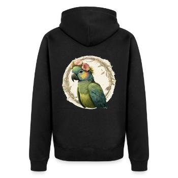 Aquarelle Perroquet Hahn’s Macaw Bird Flower Crown P - Veste à capuche bio Premium Unisexe - noir - Dos - Nico (187cm)