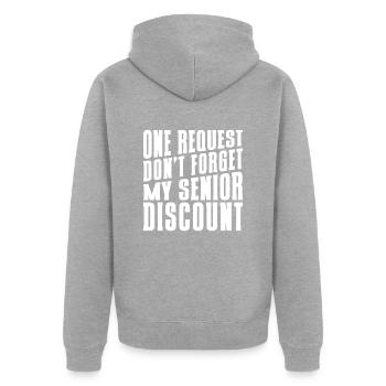 Rentner Rente Senior - Unisex Premium Bio Zip Hoodie - Grau meliert - Hinten - Nico (187cm)