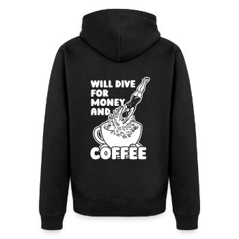 Tauchen Taucher Kaffee Kommerzielles Tauchen - Unisex Premium Bio Zip Hoodie - Schwarz - Hinten - Nico (187cm)