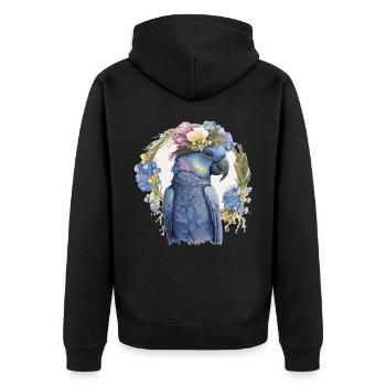 Mignon Jacinthe Ara Perroquet Oiseau Fleur Couronne Bet B - Veste à capuche bio Premium Unisexe - noir - Dos - Nico (187cm)