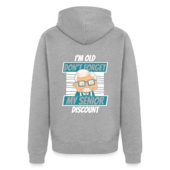 Rentner Rente Senior - Unisex Premium Bio Zip Hoodie - Grau meliert - Hinten - Nico (187cm)