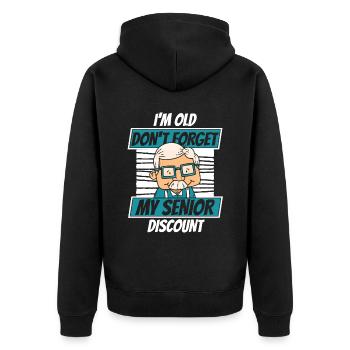 Rentner Rente Senior - Unisex Premium Bio Zip Hoodie - Schwarz - Hinten - Nico (187cm)