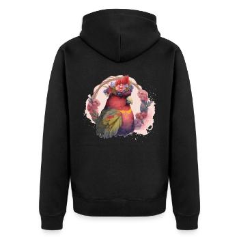 Cute Lorykeet Parrot Red Lory Bird Flower Crown Pe - Unisex Premium Organic Zip Hoodie - black - Back - Nico (187cm)