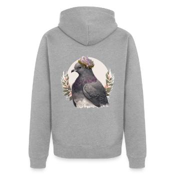 Artistique Pigeon Gris Pigeon Oiseau Fleur Couronne Pet Bi - Veste à capuche bio Premium Unisexe - gris chiné - Dos - Nico (187cm)