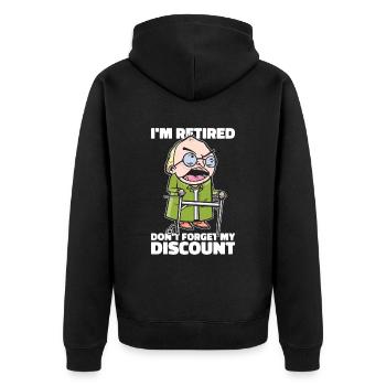 Rentner Rente Witzig Dont Forget My Discount - Unisex Premium Bio Zip Hoodie - Schwarz - Hinten - Nico (187cm)