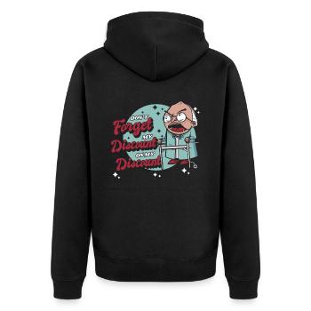 Rentner Rente Witzig Dont Forget My Discount - Unisex Premium Bio Zip Hoodie - Schwarz - Hinten - Nico (187cm)