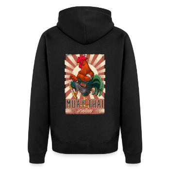 Muay Thai - Unisex Premium Bio Zip Hoodie - Schwarz - Hinten - Nico (187cm)
