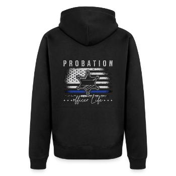 Probation Officer Life Corrections Parole Officer - Unisex Premium Bio Zip Hoodie - Schwarz - Hinten - Nico (187cm)