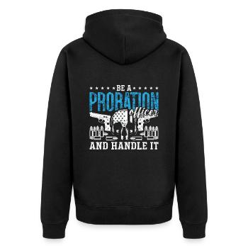 Probation Officer Be A Probation Officer Police - Unisex Premium Bio Zip Hoodie - Schwarz - Hinten - Nico (187cm)