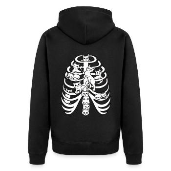 Katzen Halloween Skelett Kostüm Katze Knochen - Unisex Premium Bio Zip Hoodie - Schwarz - Hinten - Nico (187cm)