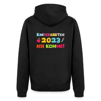 Kindergarten 2023 Ich Komme Mädchen Kita Geschenk - Unisex Premium Bio Zip Hoodie - Schwarz - Hinten - Nico (187cm)