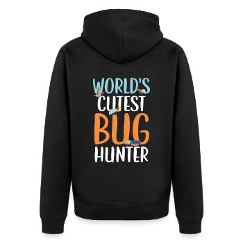 Bug Catcher Bug Expert Insect Lover Entomology - Unisex Premium Organic Zip Hoodie - black - Back - Nico (187cm)