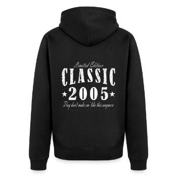 limited edition 2005 - Unisex Premium Bio Zip Hoodie - Schwarz - Hinten - Nico (187cm)