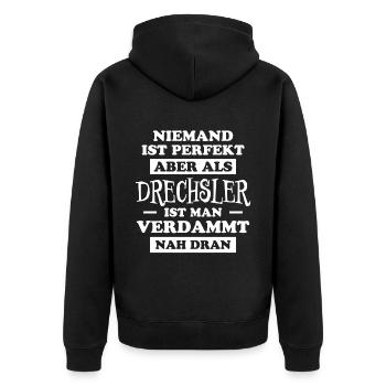Drechsler Lustiger Spruch Job Drechsler Geschenk - Unisex Premium Bio Zip Hoodie - Schwarz - Hinten - Nico (187cm)