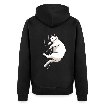 Biting Cat - Unisex Premium Bio Zip Hoodie - Schwarz - Hinten - Nico (187cm)