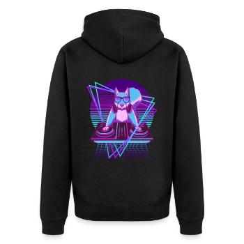 Party Musik Techno Eichhörnchen Vaporwave Nagetier - Unisex Premium Bio Zip Hoodie - Schwarz - Hinten - Nico (187cm)