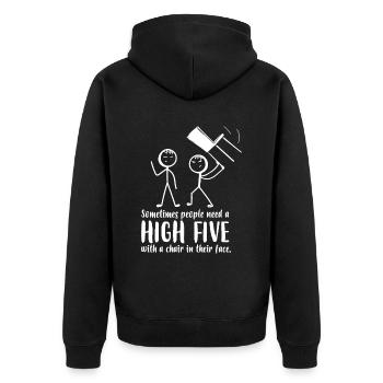 Les gens ont besoin d’un high five avec une chaise dans le visage - Veste à capuche bio Premium Unisexe - noir - Dos - Nico (187cm)