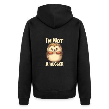 Stacheliger Comic Igel - Unisex Premium Bio Zip Hoodie - Schwarz - Hinten - Nico (187cm)