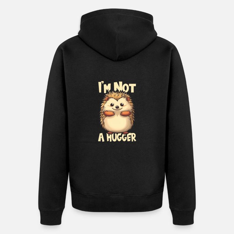 Stacheliger Comic Igel - Unisex Premium Bio Zip Hoodie - Schwarz