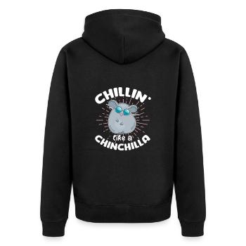 Chinchilla - Unisex Premium Bio Zip Hoodie - Schwarz - Hinten - Nico (187cm)