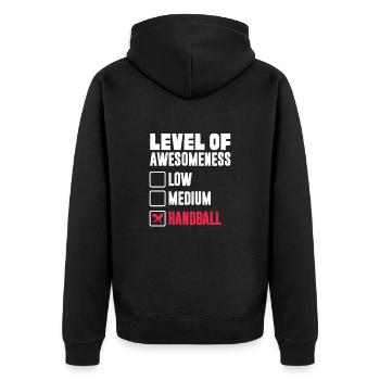 Handball - Unisex Premium Organic Zip Hoodie - black - Back - Nico (187cm)