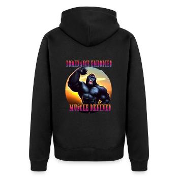 Dominance embodied muscle defined - Unisex Premium Organic Zip Hoodie - black - Back - Nico (187cm)