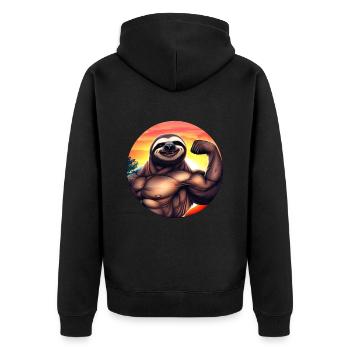 Muscular sloth in sunset - Unisex Premium Organic Zip Hoodie - black - Back - Nico (187cm)