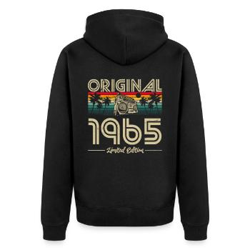 1965 Anniversaire né en 1965 Rétro Vintage - Veste à capuche bio Premium Unisexe - noir - Dos - Nico (187cm)