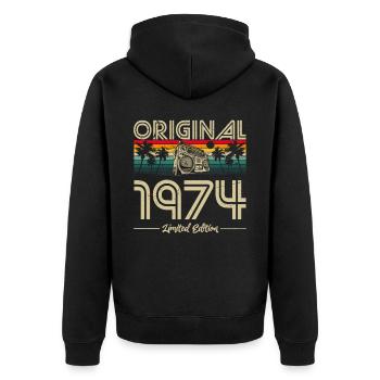 1974 Anniversaire né en 1974 Retro Vintage - Veste à capuche bio Premium Unisexe - noir - Dos - Nico (187cm)