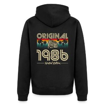 1986 Anniversaire né en 1986 Retro Vintage - Veste à capuche bio Premium Unisexe - noir - Dos - Nico (187cm)
