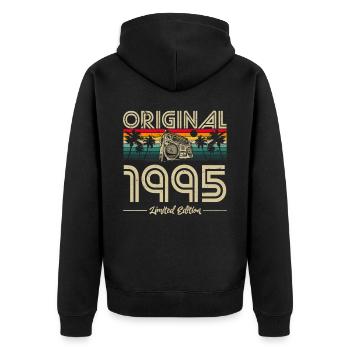 1995 Anniversaire né en 1995 Retro Vintage - Veste à capuche bio Premium Unisexe - noir - Dos - Nico (187cm)