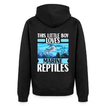 Mosasaurus Dinosaurier - Unisex Premium Bio Zip Hoodie - Schwarz - Hinten - Nico (187cm)