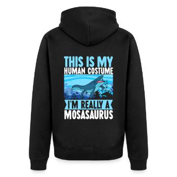 Mosasaurus Dinosaurier - Unisex Premium Bio Zip Hoodie - Schwarz - Hinten - Nico (187cm)
