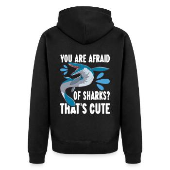Mosasaurus Dinosaurier - Unisex Premium Bio Zip Hoodie - Schwarz - Hinten - Nico (187cm)