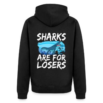 Mosasaurus Dinosaurier - Unisex Premium Bio Zip Hoodie - Schwarz - Hinten - Nico (187cm)