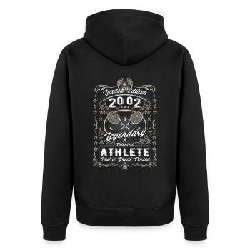 Vintage 2002 Tennis Geburtstag Geschenk Hobby - Unisex Premium Bio Zip Hoodie - Schwarz - Hinten - Nico (187cm)