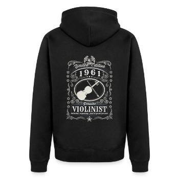 Vintage 1961 Violinist Birthday Gift Hobby - Unisex Premium Organic Zip Hoodie - black - Back - Nico (187cm)