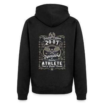 Vintage 2007 Tennis Geburtstag Geschenk Hobby - Unisex Premium Bio Zip Hoodie - Schwarz - Hinten - Nico (187cm)