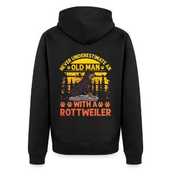 Ne sous-estimez jamais un vieil homme avec un Rottweiler - Veste à capuche bio Premium Unisexe - noir - Dos - Nico (187cm)