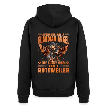 Guardian Angel Rottweiler - Unisex Premium Organic Zip Hoodie - black - Back - Nico (187cm)
