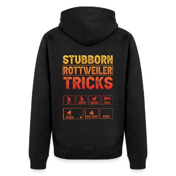 Stubborn Rottweiler Tricks - Unisex Premium Bio Zip Hoodie - Schwarz - Hinten - Nico (187cm)