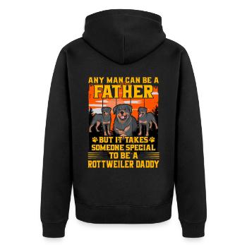 Rottweiler Daddy - Unisex Premium Bio Zip Hoodie - Schwarz - Hinten - Nico (187cm)