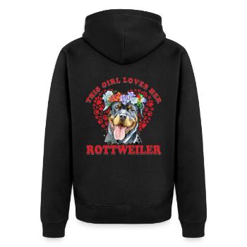 This Girl loves her Rottweiler - Unisex Premium Organic Zip Hoodie - black - Back - Nico (187cm)