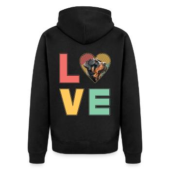 Love Rottweiler - Unisex Premium Organic Zip Hoodie - black - Back - Nico (187cm)