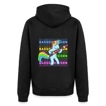 Bassoonicorn - Einhorn mit Fagott - Unisex Premium Bio Zip Hoodie - Schwarz - Hinten - Nico (187cm)